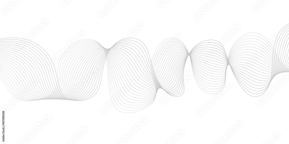 Wall mural Abstract wave blend lines on transparent background. Design for banner, wallpaper, background and many more. Undulate Grey Wave Swirl, frequency sound wave, twisted curve lines with blend effect.	