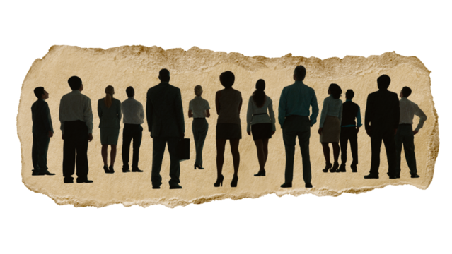 Business people png sticker, full length silhouette , transparent background
