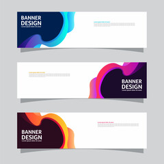 Vector set of landscape banner background design concept. Colorful background business layout template