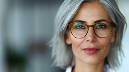 Obraz premium Smiling Mature Professional Business Woman Bank
