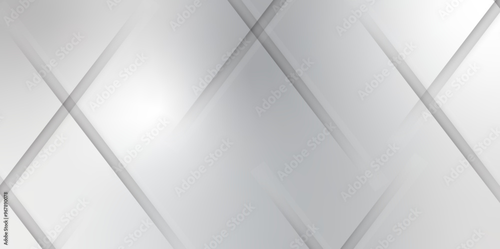 Poster abstract white background design with layers of textured white transparent material in triangle and 