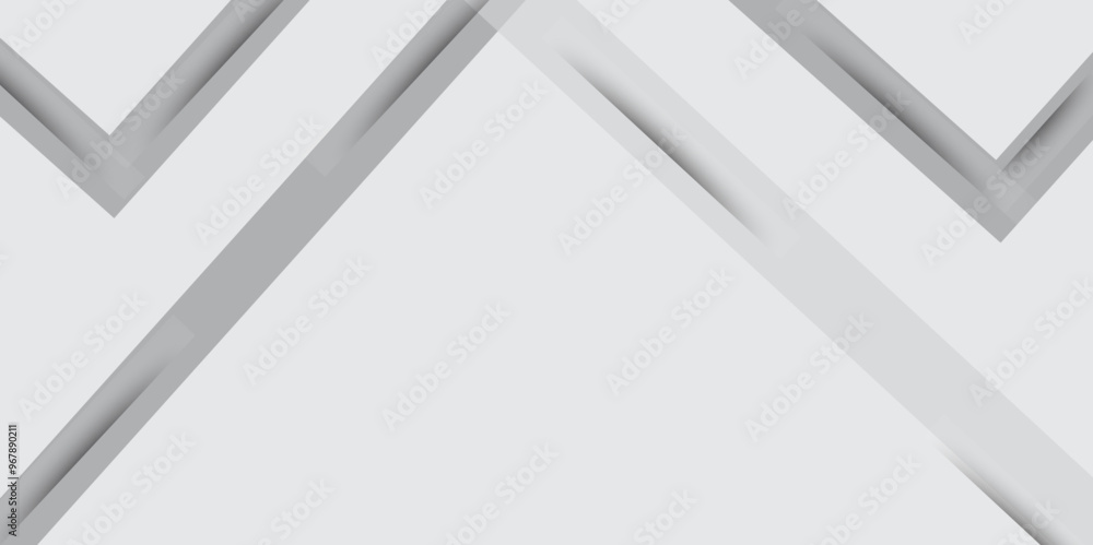 Poster abstract white background design with layers of textured white transparent material in triangle and 