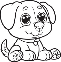 Obraz premium Playful Pup Cartoon for Coloring Page