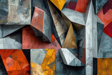 Abstract geometric artwork with layered textures