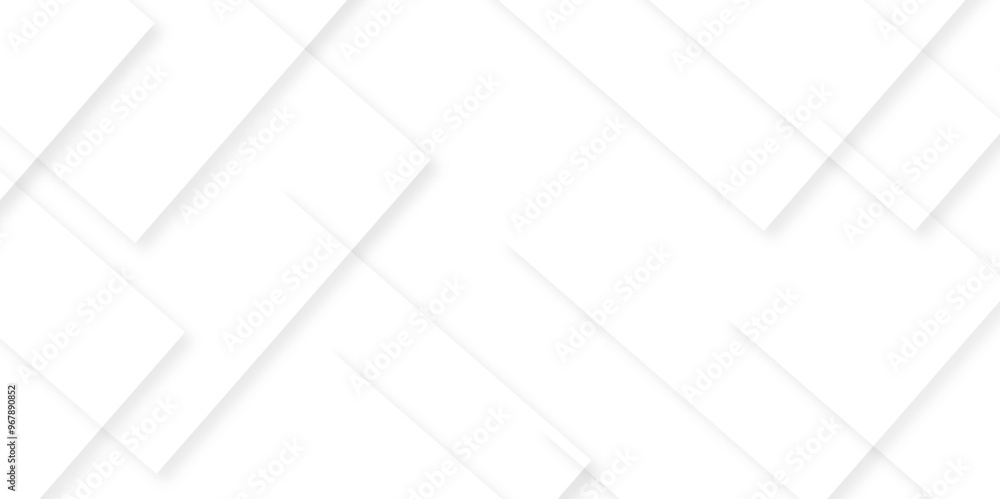 Poster abstract white background design with layers of textured white transparent material in triangle and 