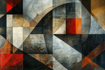 Abstract geometric artwork with layered textures