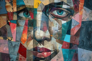 Abstract geometric portrait with vibrant colors