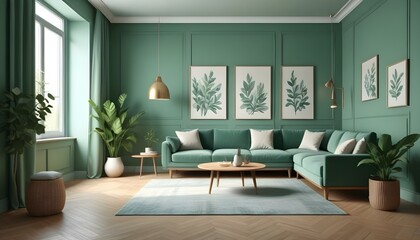 Fototapeta premium Photo interior modern design room 3d illustration;