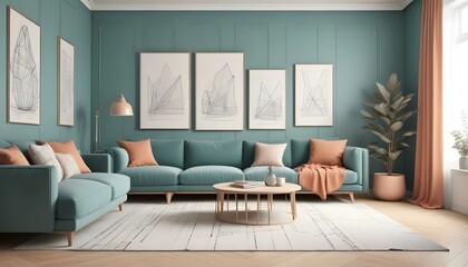 Photo interior modern design room 3d illustration;