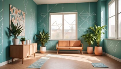 Fototapeta premium Photo interior modern design room 3d illustration;