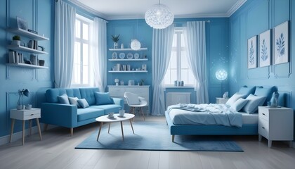 Photo interior modern design room 3d illustration;