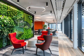 Biophilic design office spaces office interiors featuring living green walls and natural light