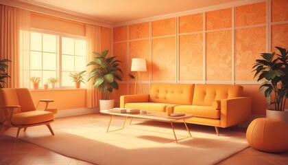 Photo interior modern design room 3d illustration;