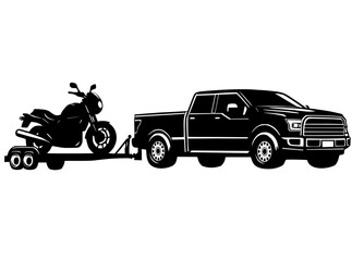 pickup truck trailer towing motorcycle © Createcorner