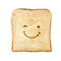 Toasted bread png, facial expression on a food in transparent background