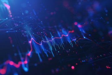 Abstract business finance graphic blue color tone with digital line and element