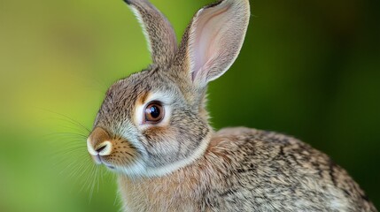 Fototapeta premium Close Up Portrait of a Rabbit in a Green Meadow