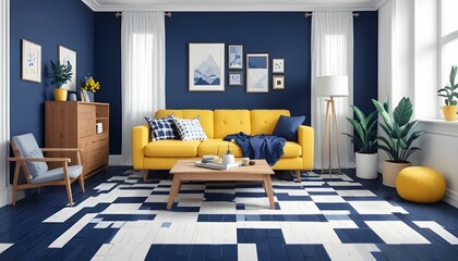 Photo interior modern design room 3d illustration;