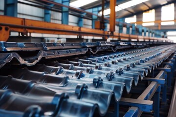 Obraz premium Metal roofing tile production line