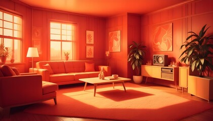 Fototapeta premium Photo interior modern design room 3d illustration;