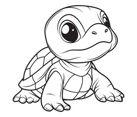 Coloring book with character kids turtle outline illustration