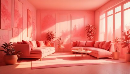 Photo interior modern design room 3d illustration;
