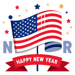 Download Happy New Year Vector With Usa Flag. Svg File For Design.