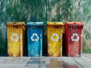 Vibrant Recycling Bins Crafted from Upcycled Materials  Blending Creativity and Sustainability for Eco Friendly Waste Management