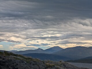 Dramatic Clouds over Norwegian Fjord