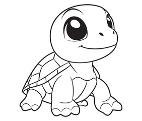 Coloring book with character kids turtle outline illustration