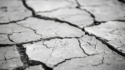 Obraz premium A close-up view of cracked, dry earth, highlighting environmental degradation.