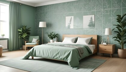 Obraz premium Photo interior modern design room 3d illustration;