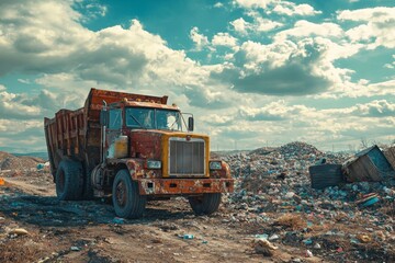 Fototapeta premium Waste landfill illustration created with Generative AI