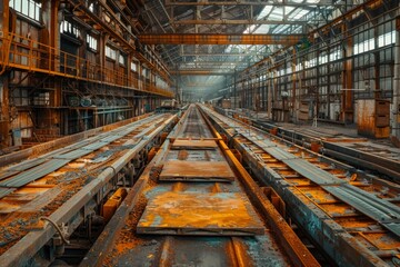 Fototapeta premium Metal roofing tile production line