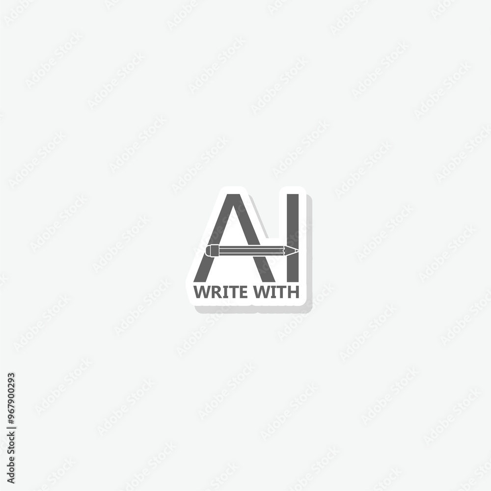 Poster write with ai button icon sticker isolated on gray background