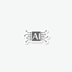 AI icon sticker isolated on gray background