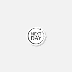 Next day icon sticker isolated on gray background