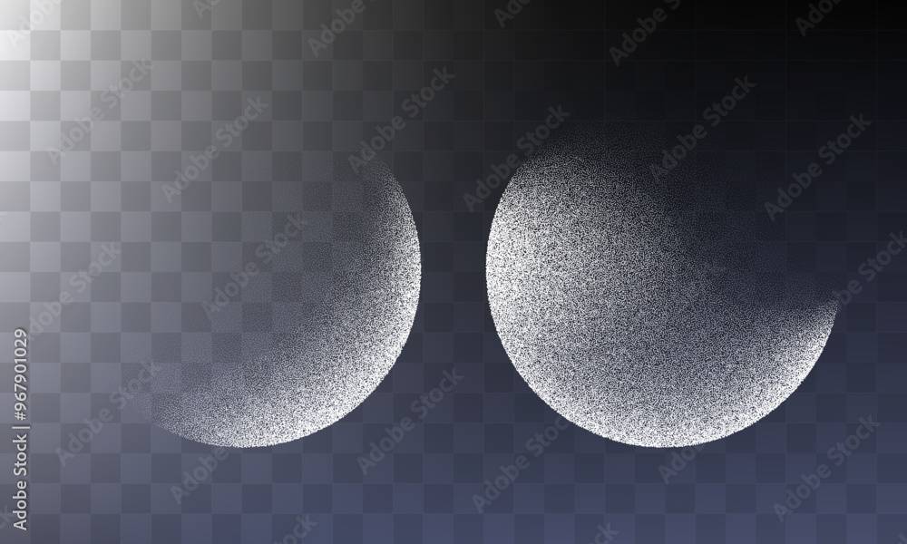 Wall mural circle sphere shadows from different angles. noise grain background, pointillism dots gradient or do