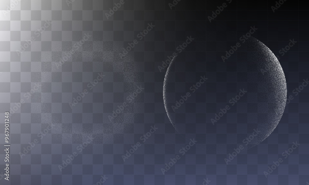 Wall mural circle sphere shadows from different angles. noise grain background, pointillism dots gradient or do