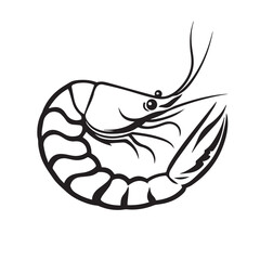 Shrimp in cartoon, doodle style . Image for t-shirt, web, mobile apps and ui. Isolated 2d vector illustration in logo, icon, sketch style, Eps 10, black and white. AI Generative