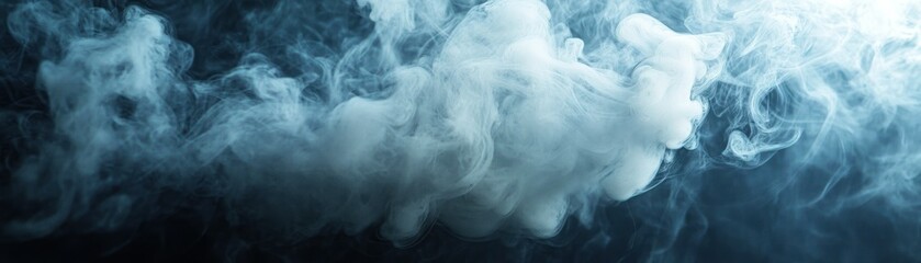 Obraz premium Abstract Swirling White Smoke Against Dark Blue Background
