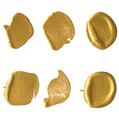 Metallic yellow paint strokes collection transparent png