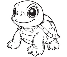 Coloring book with character kids turtle outline illustration