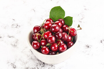 Ripe sweet juicy cherry heap