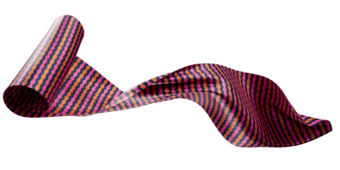 fabric rolls with geometric zig zag stripe design isolated on transparent background, Synthetic and natural fabrics with copyspace.