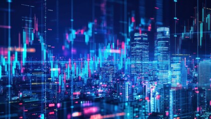 Financial Market Over Cityscape