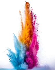 colorful rainbow holi paint color powder explosion isolated white background