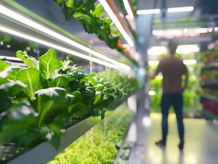 Innovative Indoor Vertical Farm with Advanced LED Lighting for Efficient Space Utilization and Fresh Produce Cultivation