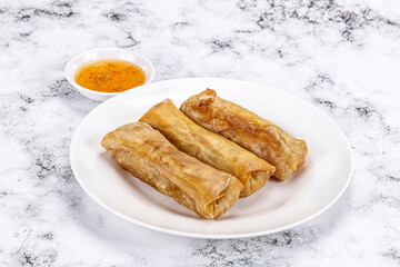 Traditional crispy fried stuffed springroll