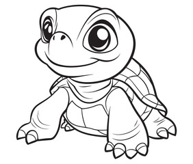 Coloring book with character kids turtle outline illustration